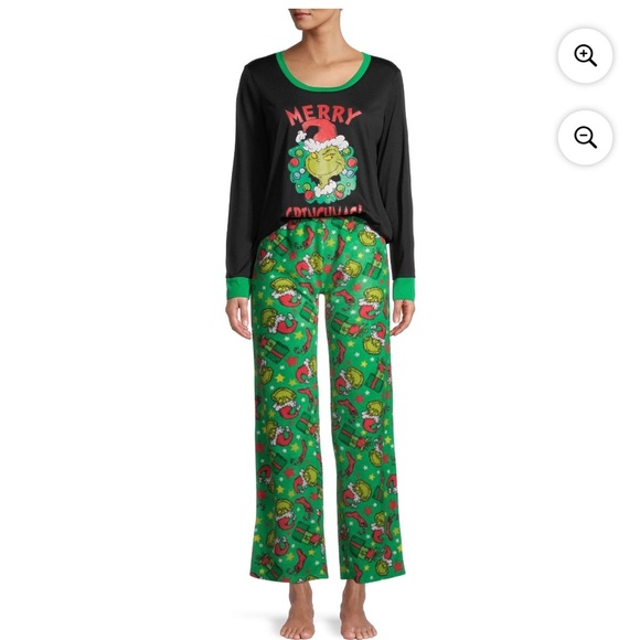 (P1) Dr. Seuss Grinch Women's 2 Piece Christmas Pajamas, Size M, XL - Picture 1 of 11